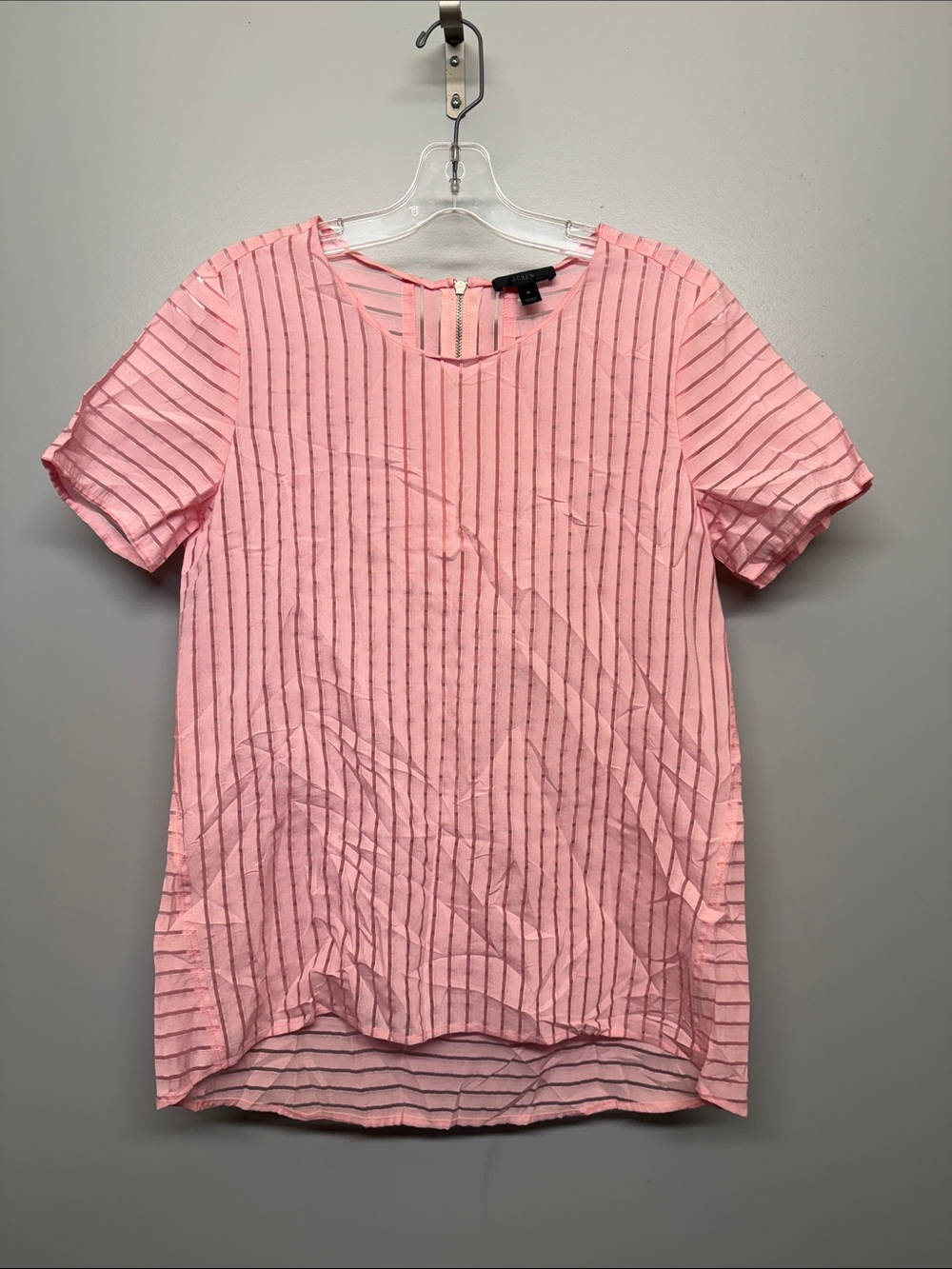 J. Crew Light Pink Striped Sheer Top